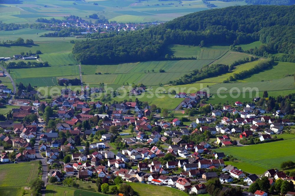 Aerial photograph Ausbach - Village view on the edge of agricultural fields and land in Ausbach in the state Hesse, Germany