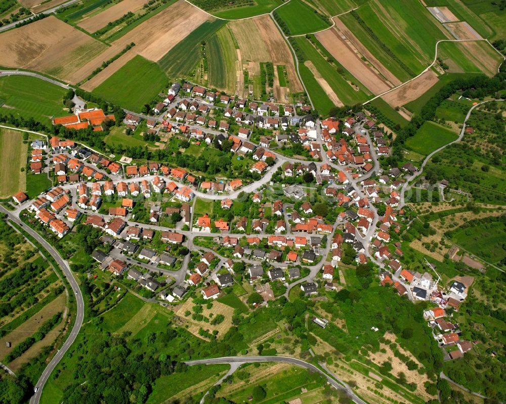 Aerial photograph Baach - Village view on the edge of agricultural fields and land in Baach in the state Baden-Wuerttemberg, Germany