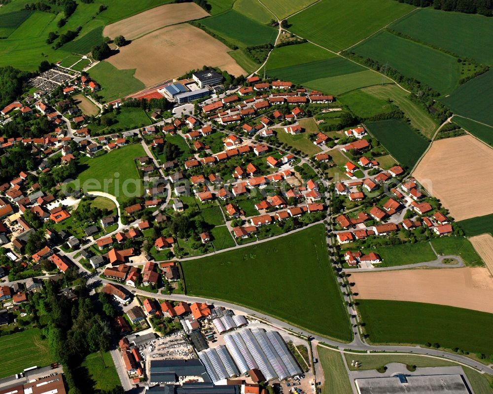 Aerial image Bad Birnbach - Village view on the edge of agricultural fields and land in Bad Birnbach in the state Bavaria, Germany