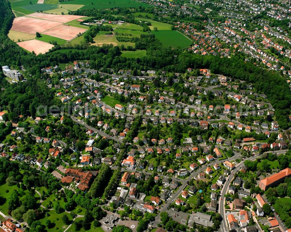 Aerial image Bad Hersfeld - Village view on the edge of agricultural fields and land in Bad Hersfeld in the state Hesse, Germany