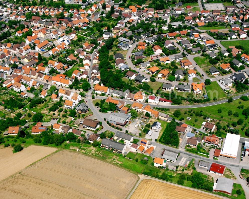 Aerial image Berwangen - Village view on the edge of agricultural fields and land in Berwangen in the state Baden-Wuerttemberg, Germany