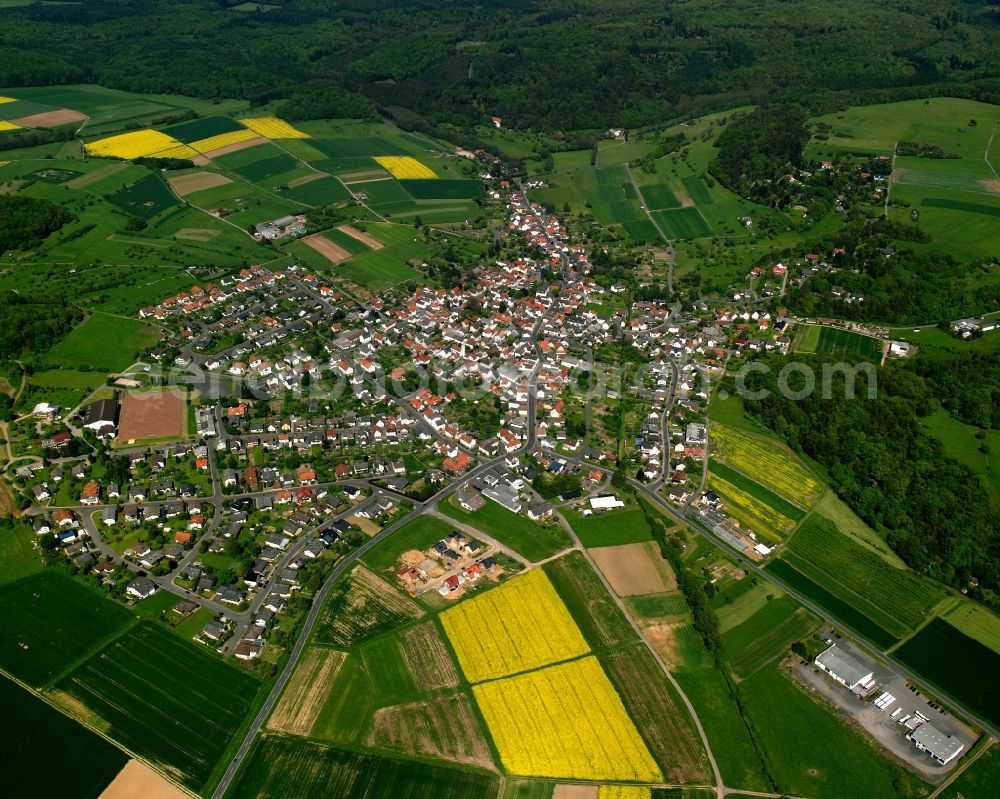 Aerial photograph Beuern - Village view on the edge of agricultural fields and land in Beuern in the state Hesse, Germany