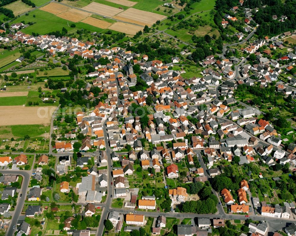 Aerial photograph Beuern - Village view on the edge of agricultural fields and land in Beuern in the state Hesse, Germany