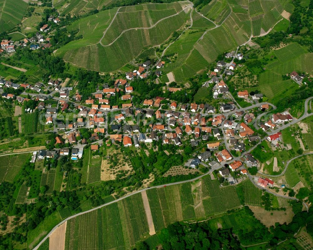 Aerial image Bühl - Village view on the edge of agricultural fields and land in Bühl in the state Baden-Wuerttemberg, Germany