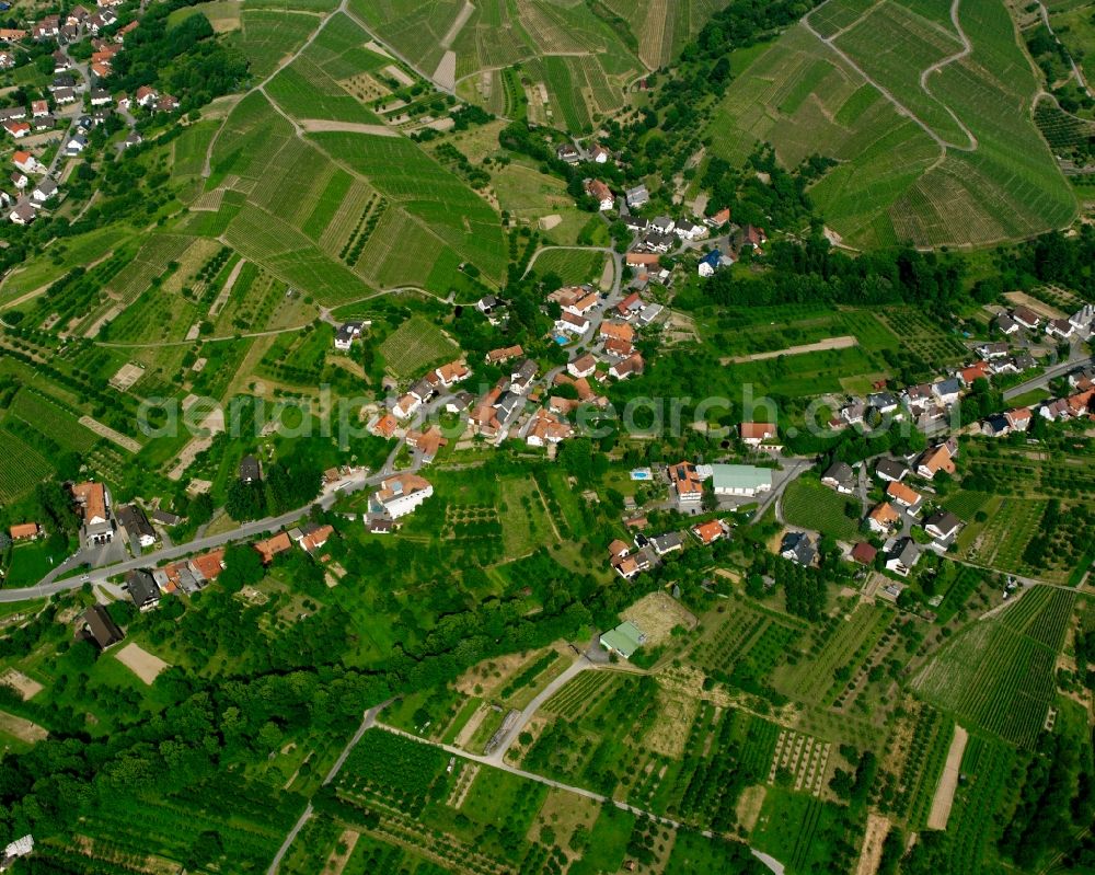 Aerial photograph Bühl - Village view on the edge of agricultural fields and land in Bühl in the state Baden-Wuerttemberg, Germany