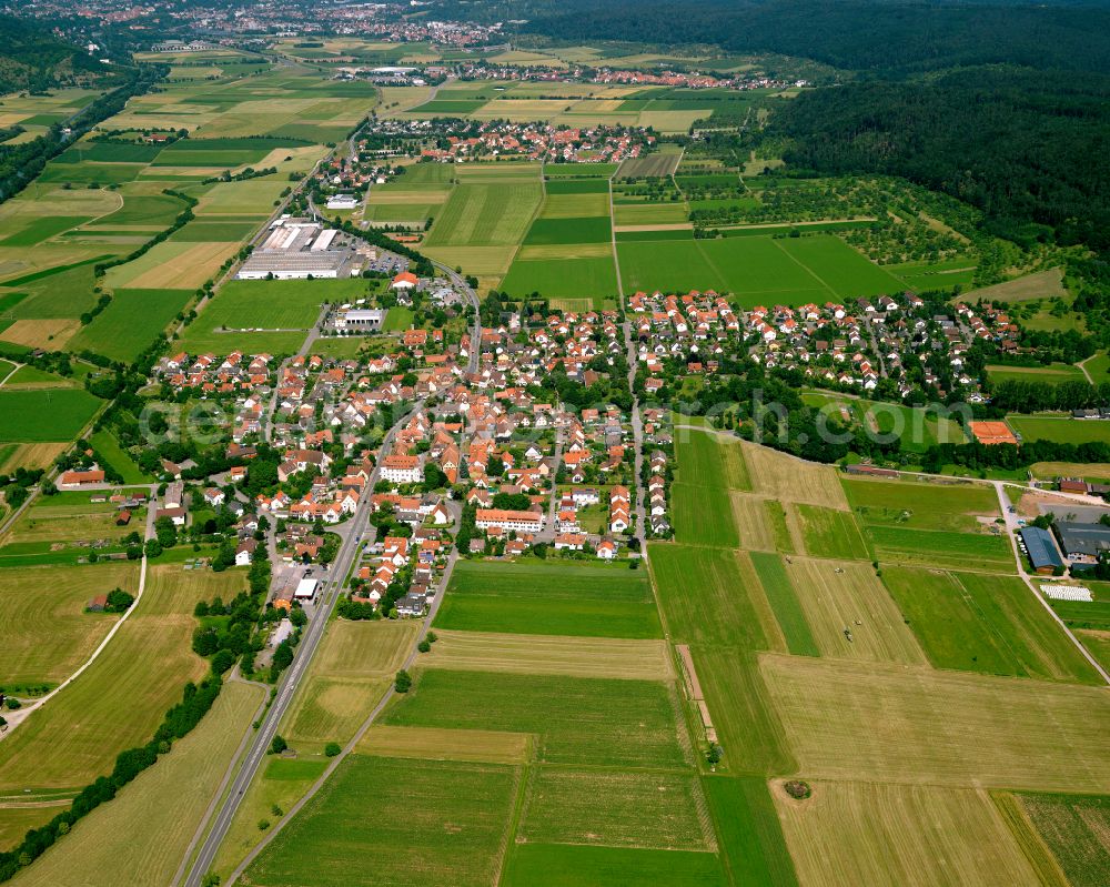 Bühl from above - Village view on the edge of agricultural fields and land in Bühl in the state Baden-Wuerttemberg, Germany