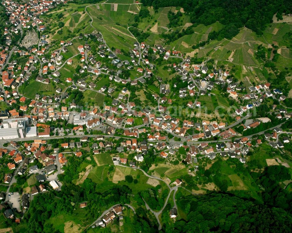 Aerial image Bühlertal - Village view on the edge of agricultural fields and land in Bühlertal in the state Baden-Wuerttemberg, Germany