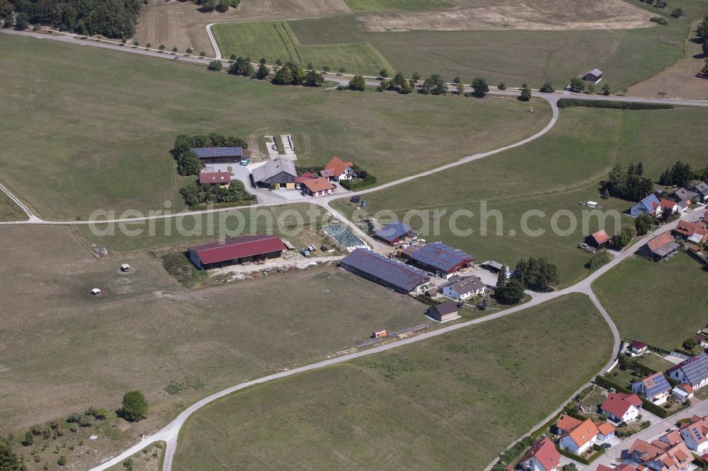 Bühlertann from above - Village view on the edge of agricultural fields and land in Buehlertann in the state Baden-Wurttemberg, Germany