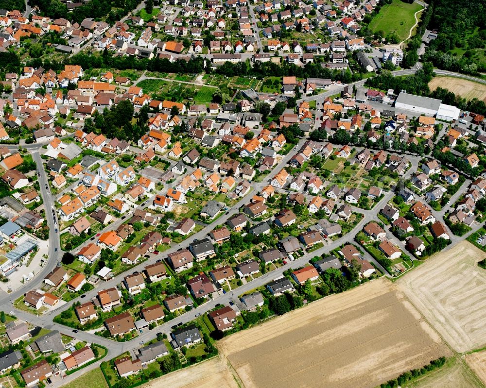 Biberach from above - Village view on the edge of agricultural fields and land in Biberach in the state Baden-Wuerttemberg, Germany