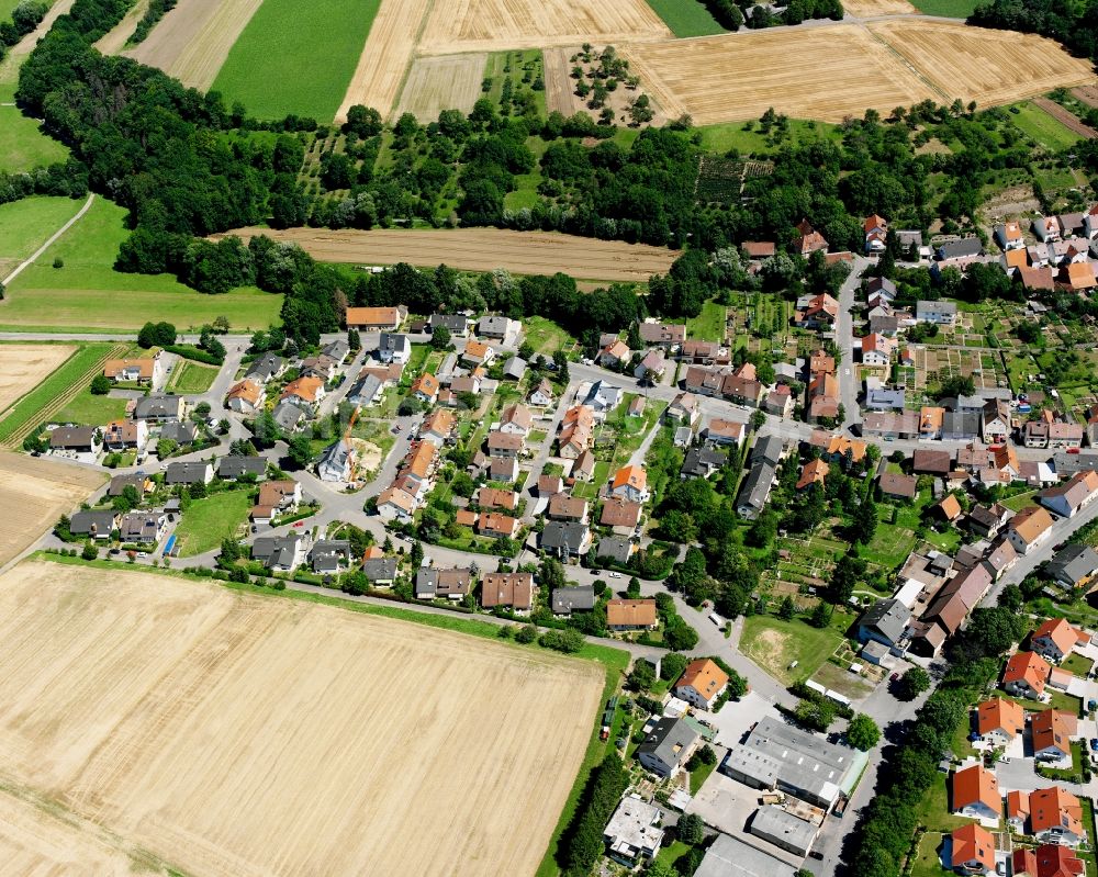 Biberach from the bird's eye view: Village view on the edge of agricultural fields and land in Biberach in the state Baden-Wuerttemberg, Germany