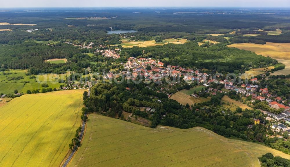 Aerial photograph Biesenthal - Village view on the edge of agricultural fields and land in Biesenthal in the state Brandenburg, Germany