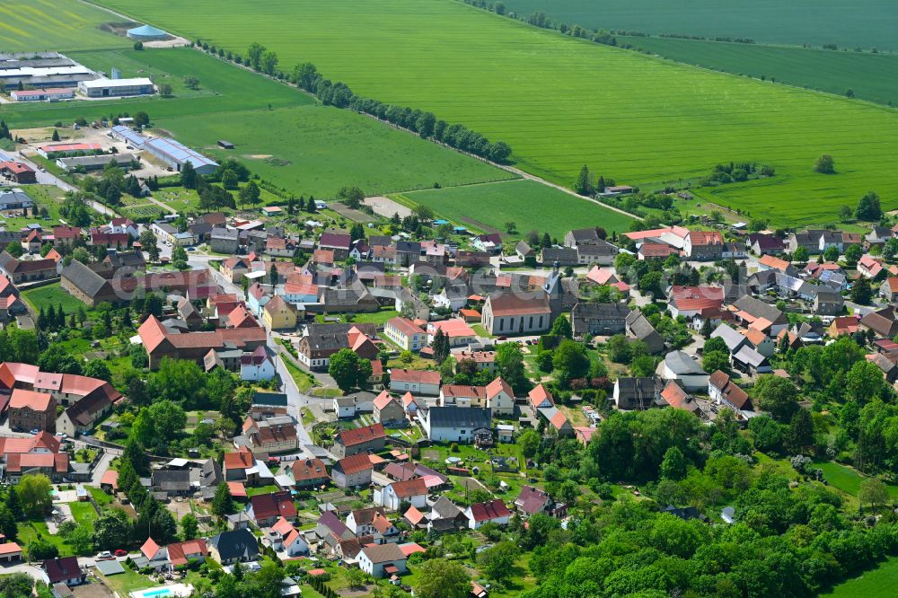 Blankenheim from the bird's eye view: Village view on the edge of agricultural fields and land in Blankenheim in the state Saxony-Anhalt, Germany