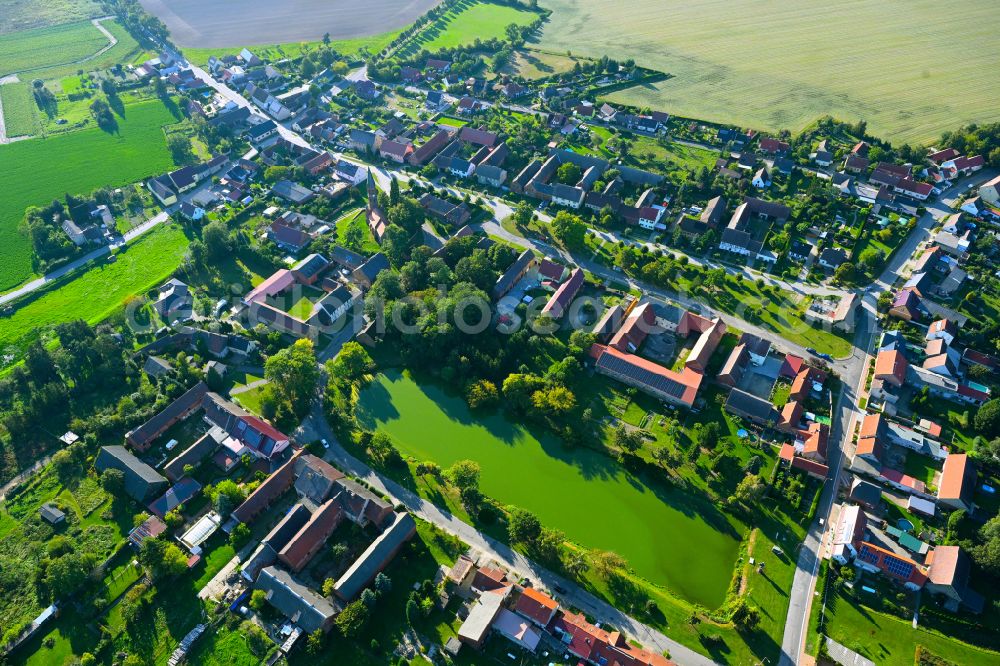 Bochow from above - Village view on the edge of agricultural fields and land in Bochow in the state Brandenburg, Germany