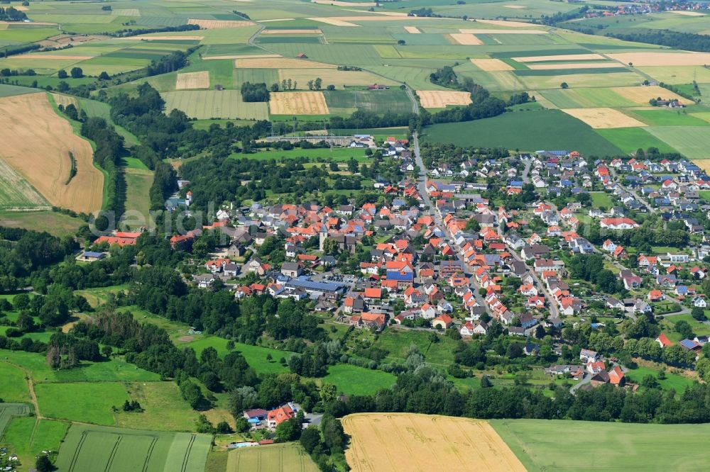 Aerial photograph Borgholz - Village view on the edge of agricultural fields and land in Borgholz in the state North Rhine-Westphalia, Germany