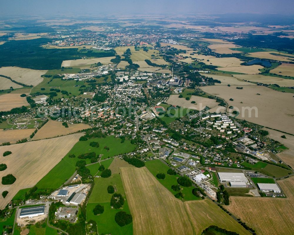 Aerial photograph Brand-Erbisdorf - Village view on the edge of agricultural fields and land in Brand-Erbisdorf in the state Saxony, Germany