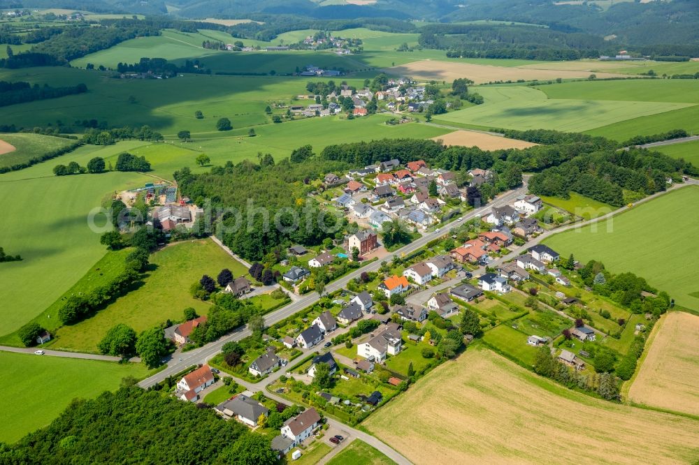 Aerial photograph Branten - Village view on the edge of agricultural fields and land in Branten in the state North Rhine-Westphalia, Germany