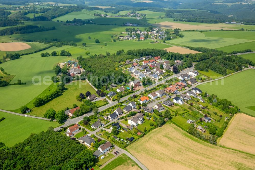 Branten from above - Village view on the edge of agricultural fields and land in Branten in the state North Rhine-Westphalia, Germany