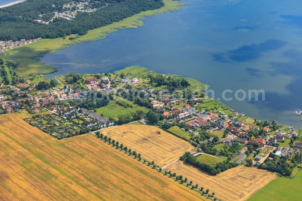 Aerial photograph Breege - Village view on the edge of agricultural fields and land in Breege in the state Mecklenburg - Western Pomerania, Germany