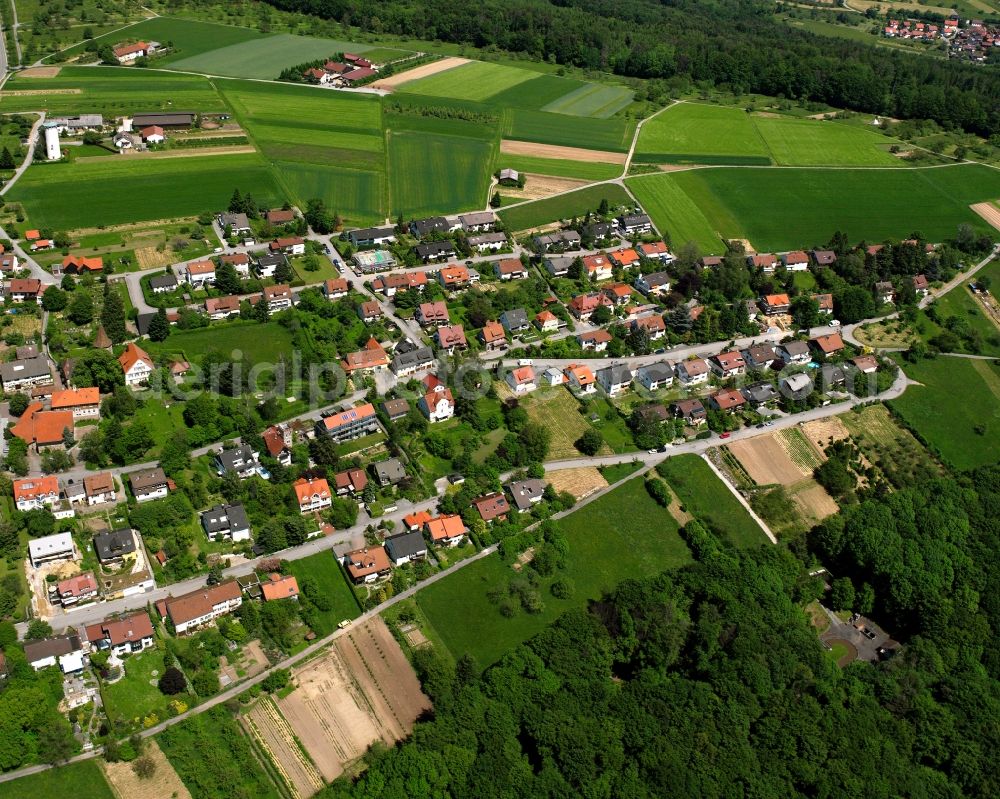 Buoch from the bird's eye view: Village view on the edge of agricultural fields and land in Buoch in the state Baden-Wuerttemberg, Germany