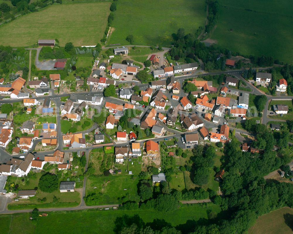 Aerial photograph Busenborn - Village view on the edge of agricultural fields and land in Busenborn in the state Hesse, Germany