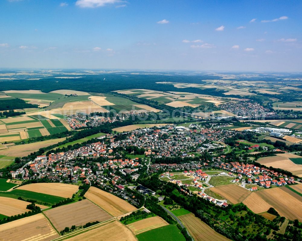 Cleversulzbach from above - Village view on the edge of agricultural fields and land in Cleversulzbach in the state Baden-Wuerttemberg, Germany