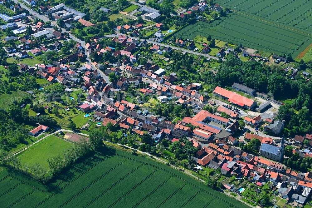 Aerial photograph Dardesheim - Village view on the edge of agricultural fields and land in Dardesheim in the state Saxony-Anhalt, Germany