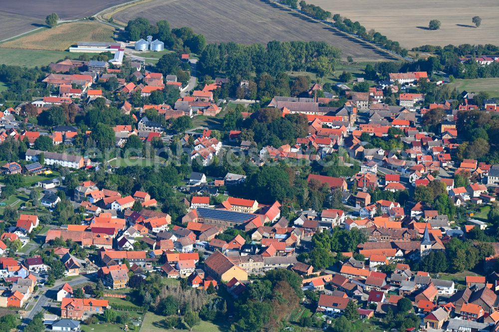 Aerial photograph Dedeleben - Village view on the edge of agricultural fields and land in Dedeleben in the state Saxony-Anhalt, Germany