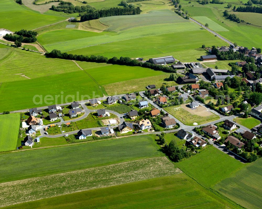 Aerial image Döhlau - Village view on the edge of agricultural fields and land in the district Kautendorf in Doehlau in the state Bavaria, Germany