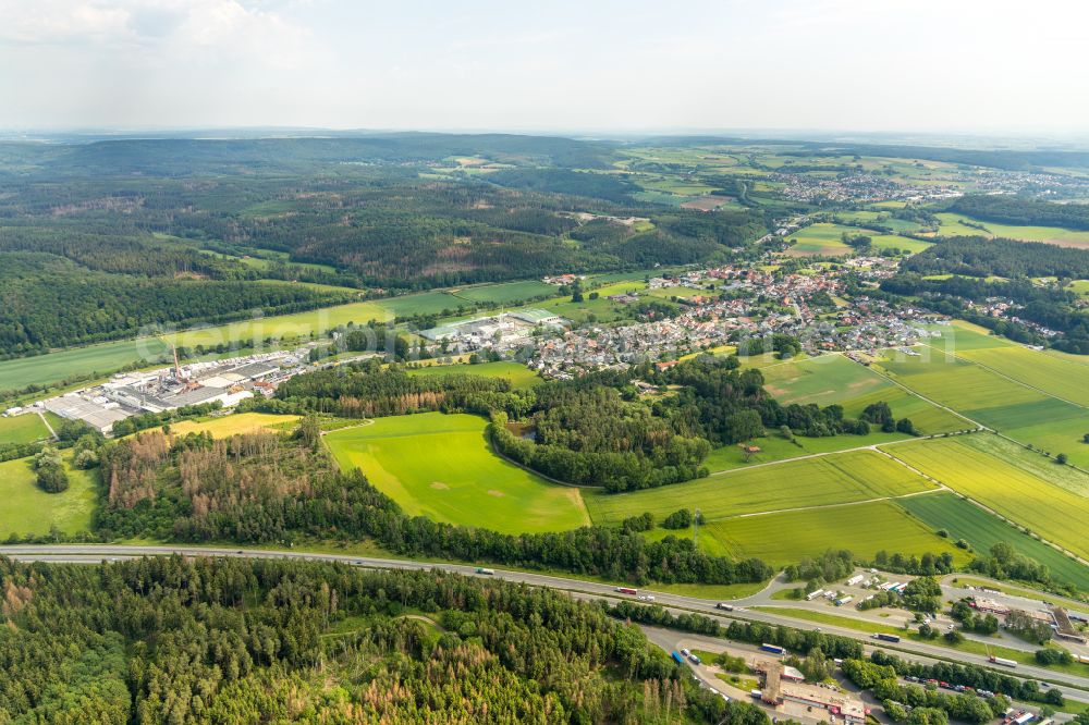 Aerial photograph Diemelstadt - Village view on the edge of agricultural fields and land in Diemelstadt in the state Hesse, Germany