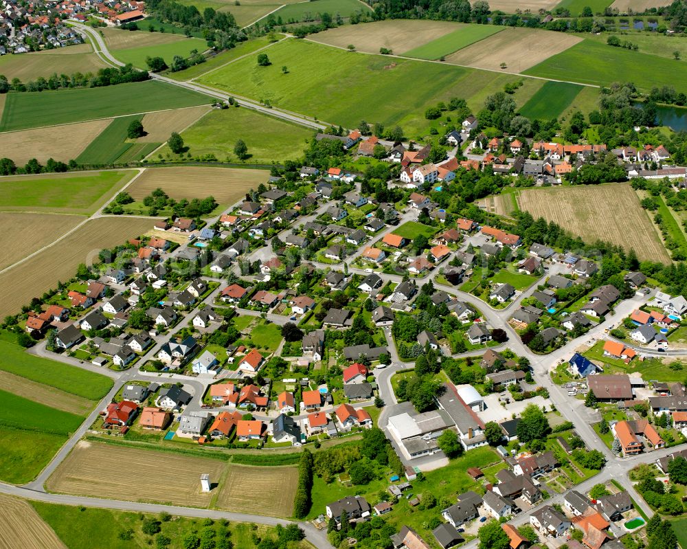 Diersheim from above - Village view on the edge of agricultural fields and land in Diersheim in the state Baden-Wuerttemberg, Germany