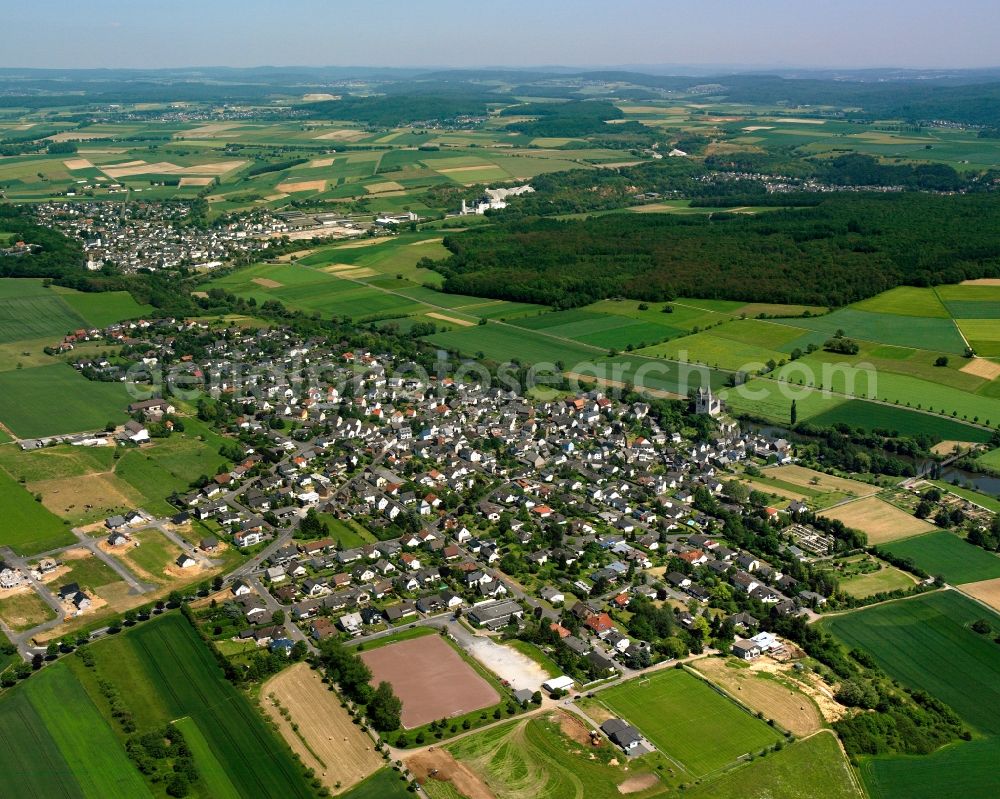 Aerial photograph Dietkirchen - Village view on the edge of agricultural fields and land in Dietkirchen in the state Hesse, Germany