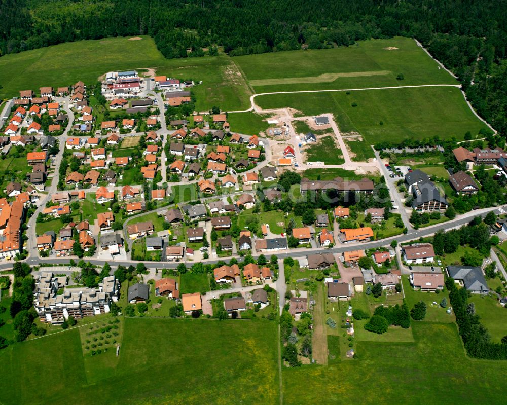 Dobel from above - Village view on the edge of agricultural fields and land in Dobel in the state Baden-Wuerttemberg, Germany