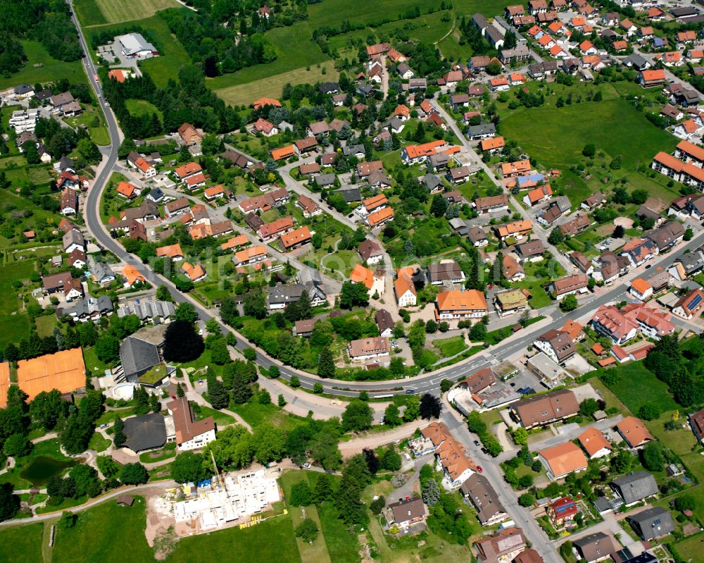 Aerial image Dobel - Village view on the edge of agricultural fields and land in Dobel in the state Baden-Wuerttemberg, Germany