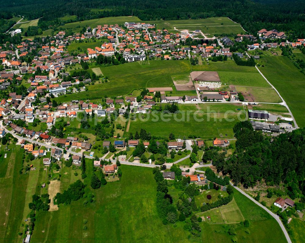 Aerial photograph Dobel - Village view on the edge of agricultural fields and land in Dobel in the state Baden-Wuerttemberg, Germany