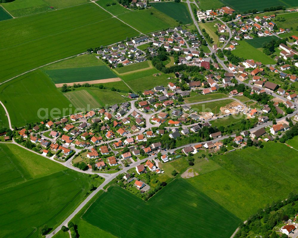 Aerial photograph Dürnau - Village view on the edge of agricultural fields and land in Dürnau in the state Baden-Wuerttemberg, Germany