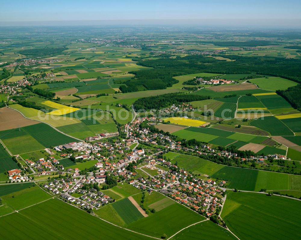 Dürnau from the bird's eye view: Village view on the edge of agricultural fields and land in Dürnau in the state Baden-Wuerttemberg, Germany