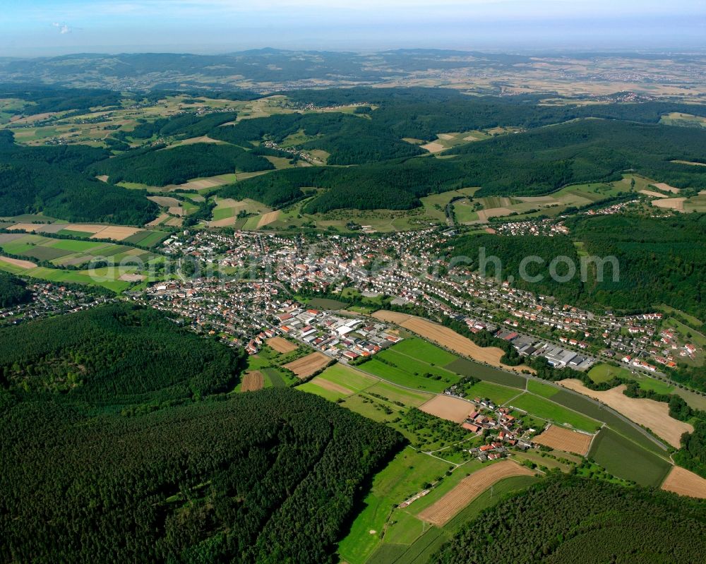 Aerial photograph Dusenbach - Village view on the edge of agricultural fields and land in Dusenbach in the state Hesse, Germany