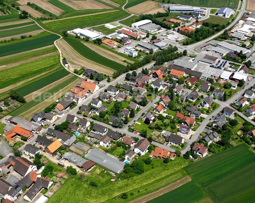 Aerial photograph Eckartsweier - Village view on the edge of agricultural fields and land in Eckartsweier in the state Baden-Wuerttemberg, Germany