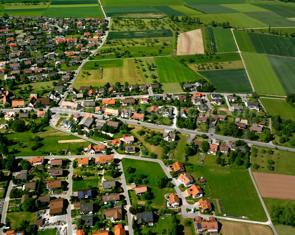 Effringen from the bird's eye view: Village view on the edge of agricultural fields and land in Effringen in the state Baden-Wuerttemberg, Germany