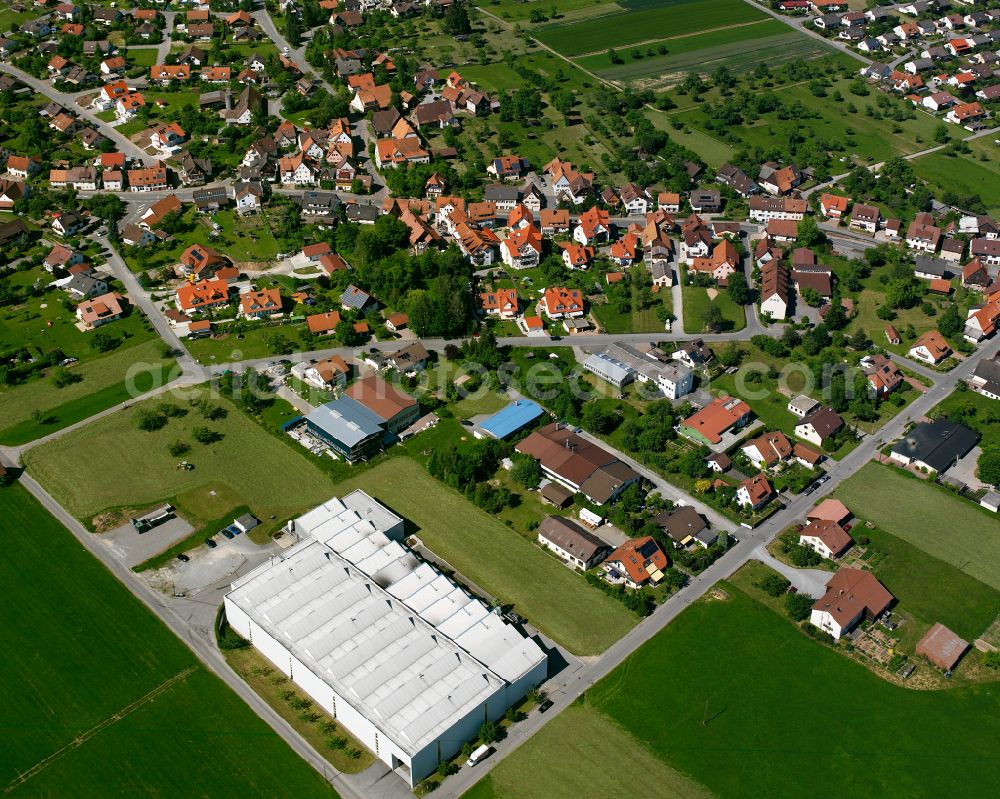 Aerial image Effringen - Village view on the edge of agricultural fields and land in Effringen in the state Baden-Wuerttemberg, Germany