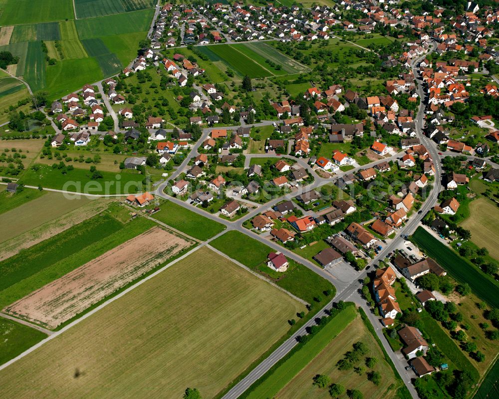 Aerial photograph Effringen - Village view on the edge of agricultural fields and land in Effringen in the state Baden-Wuerttemberg, Germany