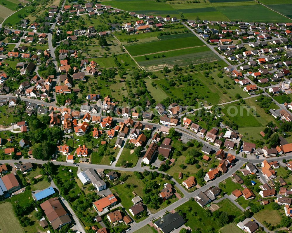 Effringen from above - Village view on the edge of agricultural fields and land in Effringen in the state Baden-Wuerttemberg, Germany