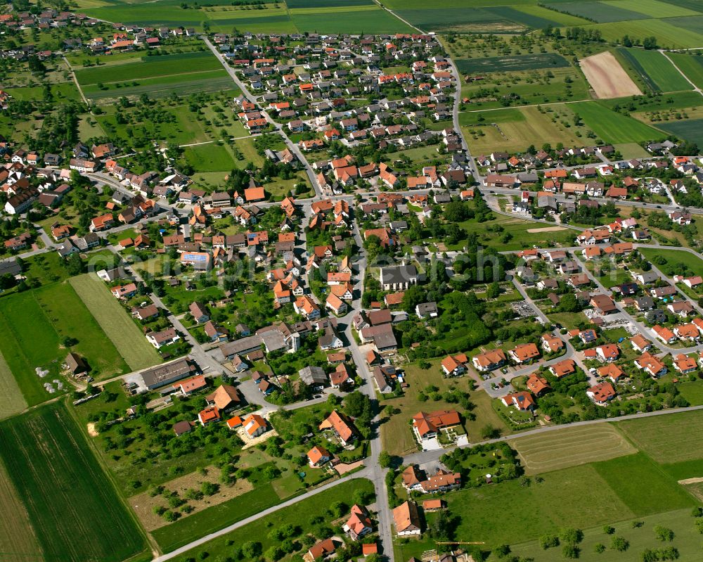 Effringen from the bird's eye view: Village view on the edge of agricultural fields and land in Effringen in the state Baden-Wuerttemberg, Germany