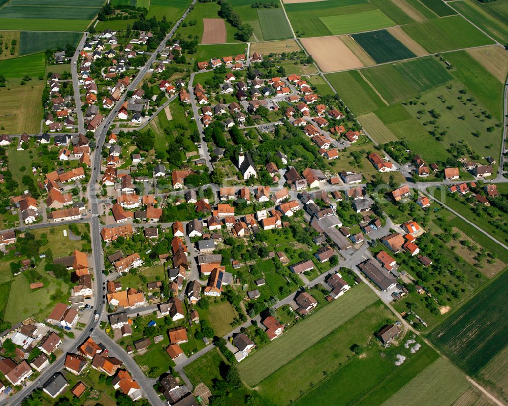 Aerial image Effringen - Village view on the edge of agricultural fields and land in Effringen in the state Baden-Wuerttemberg, Germany