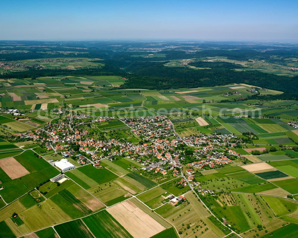 Aerial image Effringen - Village view on the edge of agricultural fields and land in Effringen in the state Baden-Wuerttemberg, Germany