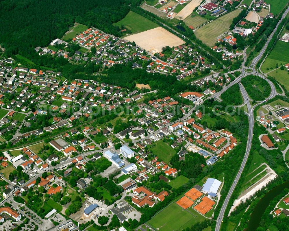 Aerial image Eggenfelden - Village view on the edge of agricultural fields and land in Eggenfelden in the state Bavaria, Germany