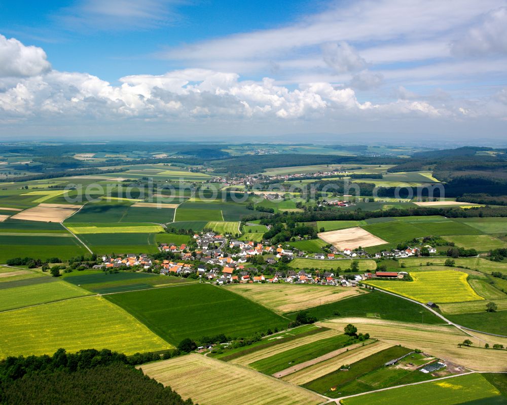 Aerial photograph Elbenrod - Village view on the edge of agricultural fields and land in Elbenrod in the state Hesse, Germany