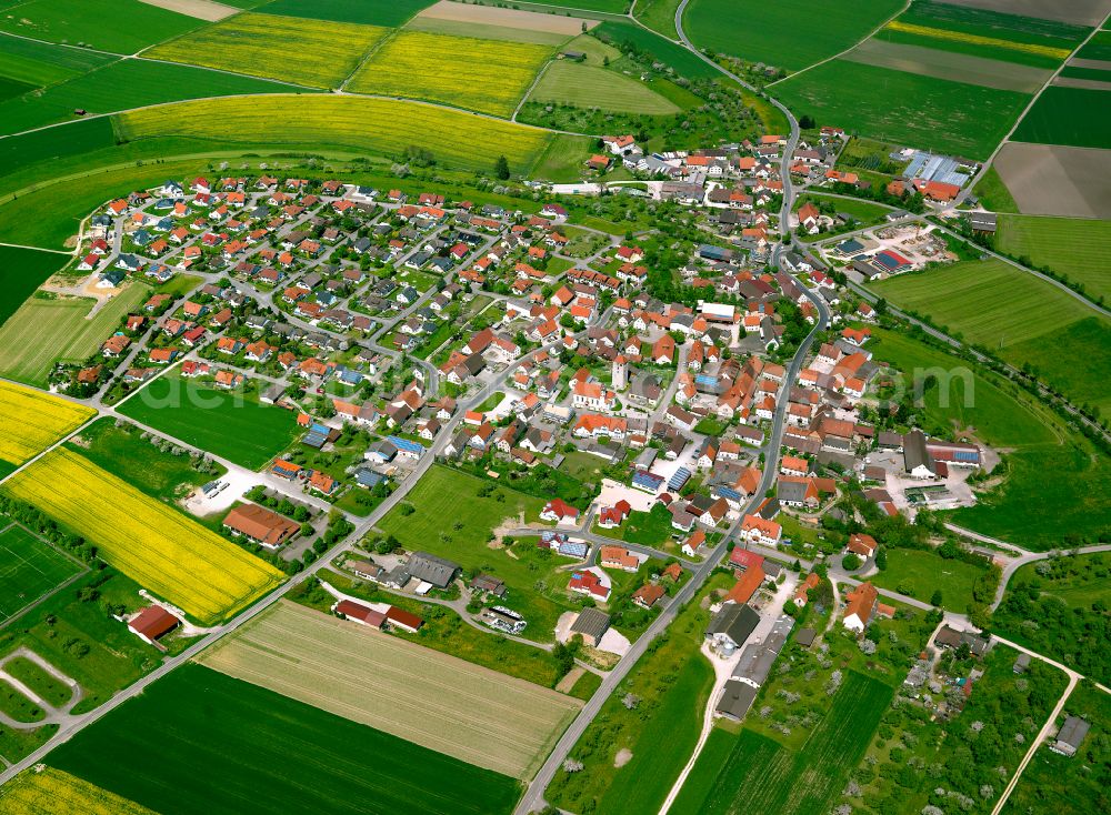 Aerial photograph Emerkingen - Village view on the edge of agricultural fields and land in Emerkingen in the state Baden-Wuerttemberg, Germany