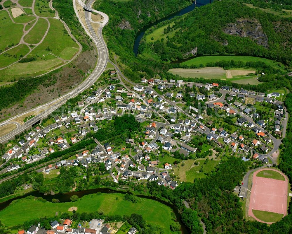 Aerial image Enzweiler - Village view on the edge of agricultural fields and land in Enzweiler in the state Rhineland-Palatinate, Germany