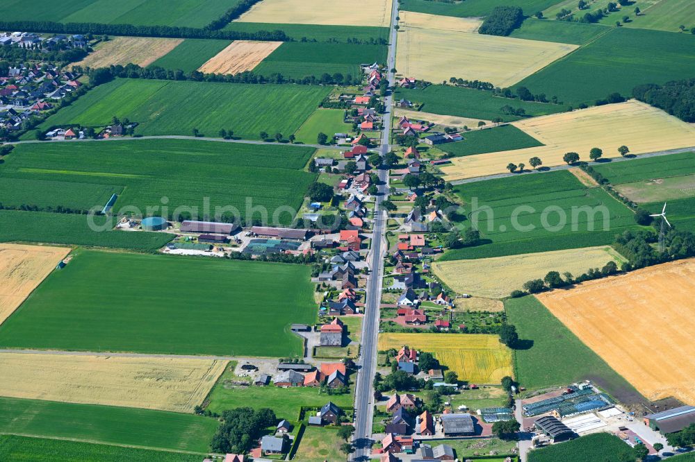 Aerial photograph Esterwegen - Village view on the edge of agricultural fields and land in Esterwegen in the state Lower Saxony, Germany